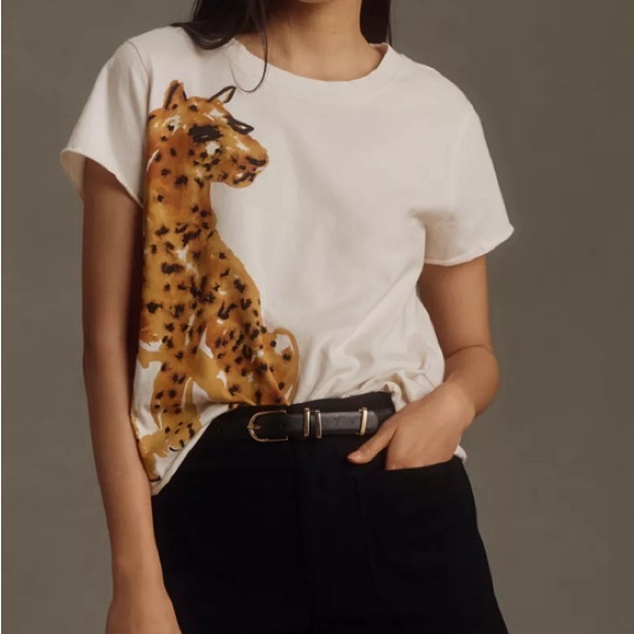 Anthropologie LouLou Avenue Cheetah Graphic Tee - Picture 1 of 7